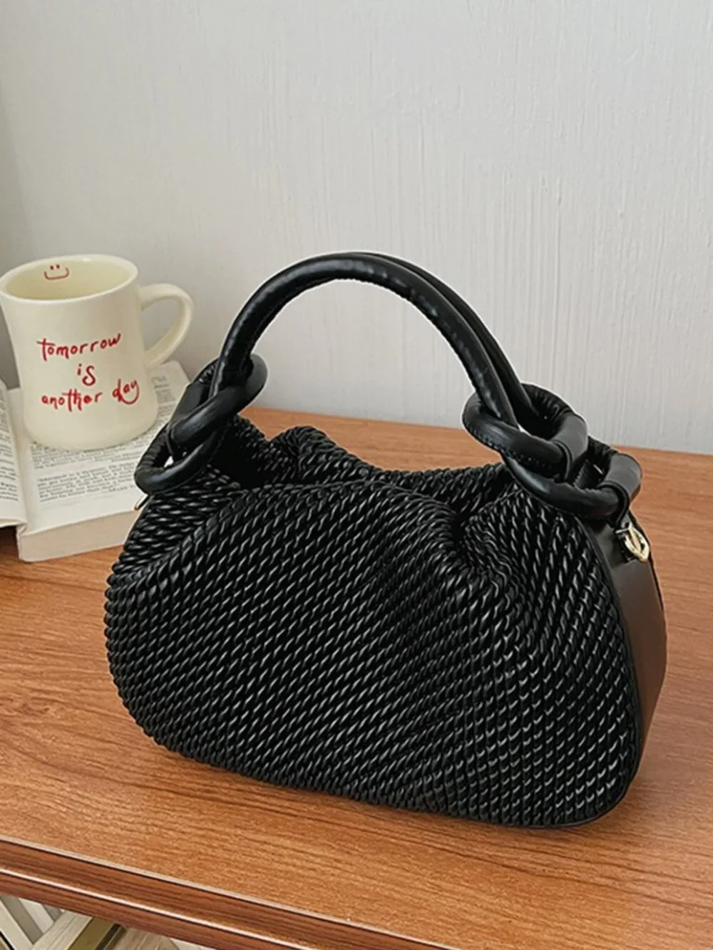 Women's Woven Top Handle Bag | Knotted Mini Handbag | New